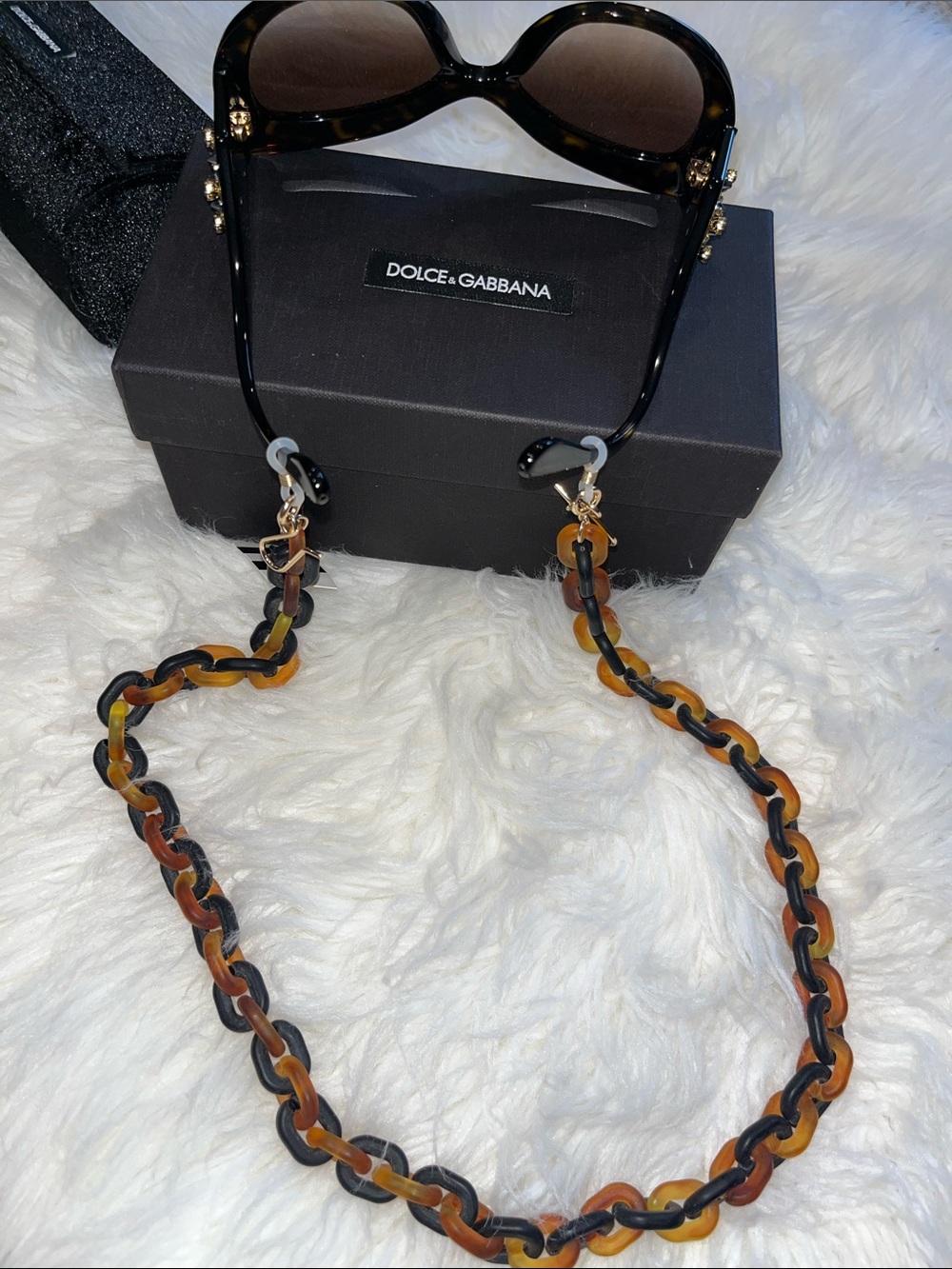 Tortoiseshell Acrylic Chain Strap - Brown & Black
